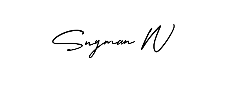 The best way (AmerikaSignatureDemo-Regular) to make a short signature is to pick only two or three words in your name. The name Snyman W include a total of six letters. For converting this name. Snyman W signature style 3 images and pictures png