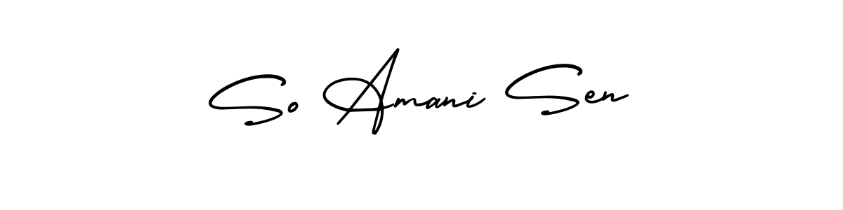 Make a beautiful signature design for name So Amani Sen. With this signature (AmerikaSignatureDemo-Regular) style, you can create a handwritten signature for free. So Amani Sen signature style 3 images and pictures png