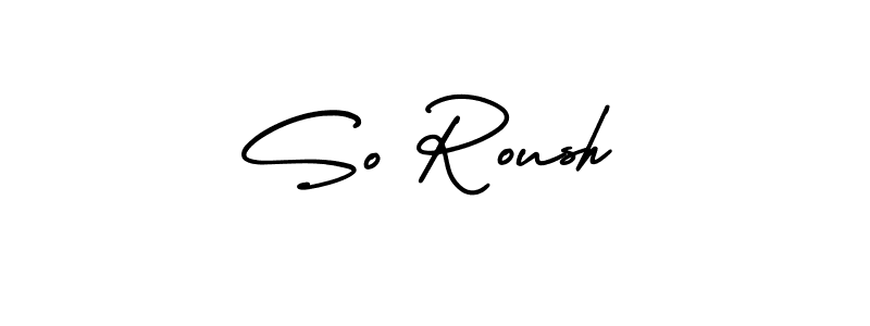Use a signature maker to create a handwritten signature online. With this signature software, you can design (AmerikaSignatureDemo-Regular) your own signature for name So Roush. So Roush signature style 3 images and pictures png