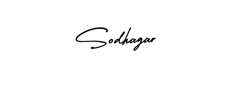 You should practise on your own different ways (AmerikaSignatureDemo-Regular) to write your name (Sodhagar) in signature. don't let someone else do it for you. Sodhagar signature style 3 images and pictures png