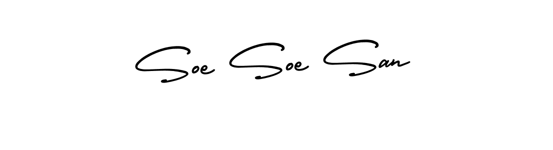 How to make Soe Soe San name signature. Use AmerikaSignatureDemo-Regular style for creating short signs online. This is the latest handwritten sign. Soe Soe San signature style 3 images and pictures png