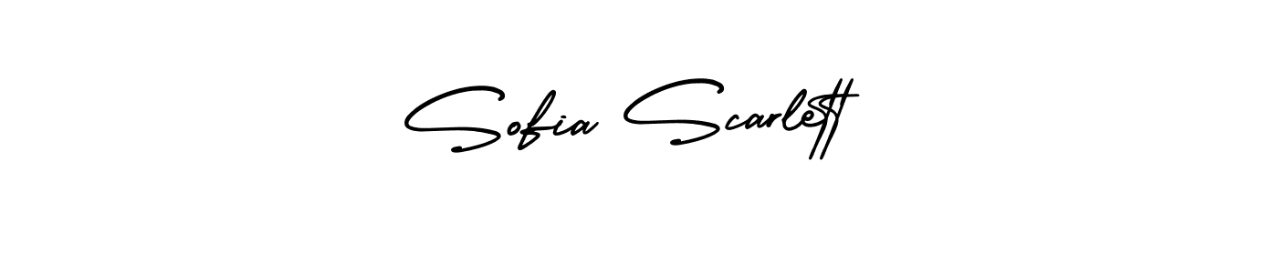 How to make Sofia Scarlett name signature. Use AmerikaSignatureDemo-Regular style for creating short signs online. This is the latest handwritten sign. Sofia Scarlett signature style 3 images and pictures png