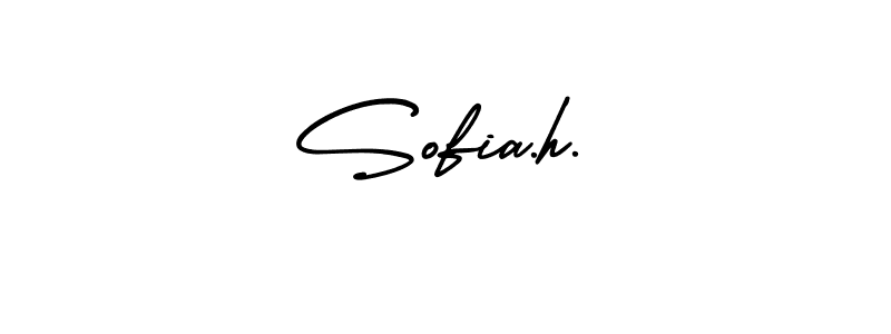 How to make Sofia.h. name signature. Use AmerikaSignatureDemo-Regular style for creating short signs online. This is the latest handwritten sign. Sofia.h. signature style 3 images and pictures png