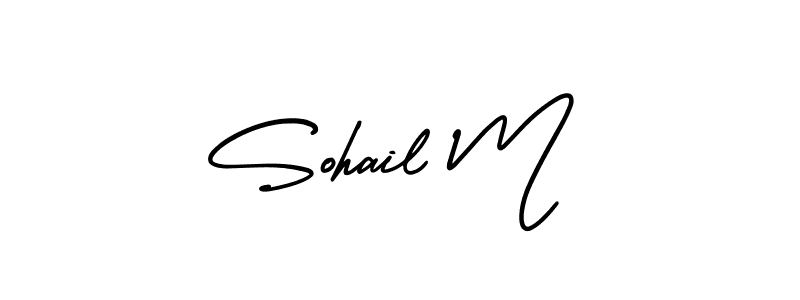 This is the best signature style for the Sohail M name. Also you like these signature font (AmerikaSignatureDemo-Regular). Mix name signature. Sohail M signature style 3 images and pictures png