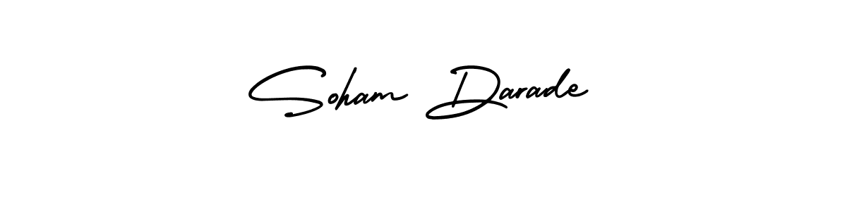 You should practise on your own different ways (AmerikaSignatureDemo-Regular) to write your name (Soham Darade) in signature. don't let someone else do it for you. Soham Darade signature style 3 images and pictures png