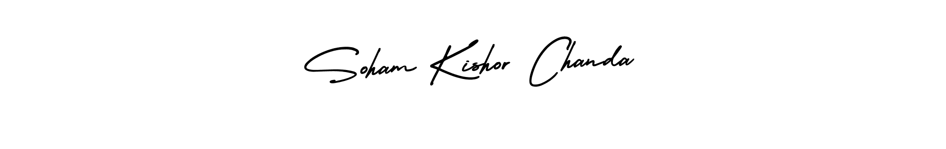 The best way (AmerikaSignatureDemo-Regular) to make a short signature is to pick only two or three words in your name. The name Soham Kishor Chanda include a total of six letters. For converting this name. Soham Kishor Chanda signature style 3 images and pictures png