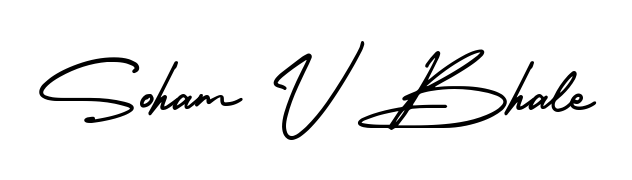 The AmerikaSignatureDemo-Regular signature style provides a bold statement for name Soham V Bhale. Designed for business owners, executives, and leaders. Soham V Bhale signature style 3 images and pictures png