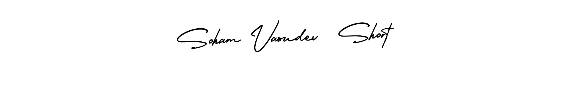 The best way (AmerikaSignatureDemo-Regular) to make a short signature is to pick only two or three words in your name. The name Soham Vasudev  Short include a total of six letters. For converting this name. Soham Vasudev  Short signature style 3 images and pictures png