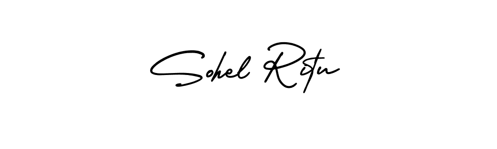 Sohel Ritu stylish signature style. Best Handwritten Sign (AmerikaSignatureDemo-Regular) for my name. Handwritten Signature Collection Ideas for my name Sohel Ritu. Sohel Ritu signature style 3 images and pictures png