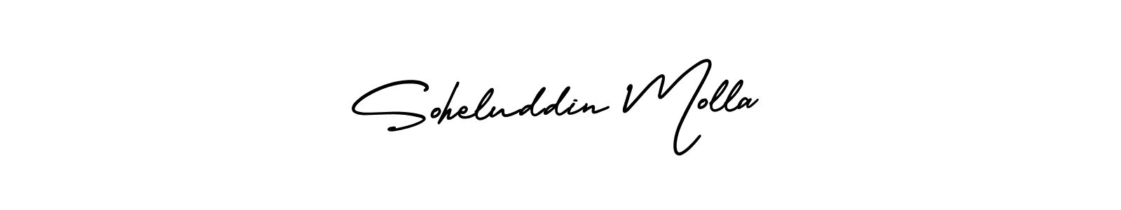 You should practise on your own different ways (AmerikaSignatureDemo-Regular) to write your name (Soheluddin Molla) in signature. don't let someone else do it for you. Soheluddin Molla signature style 3 images and pictures png