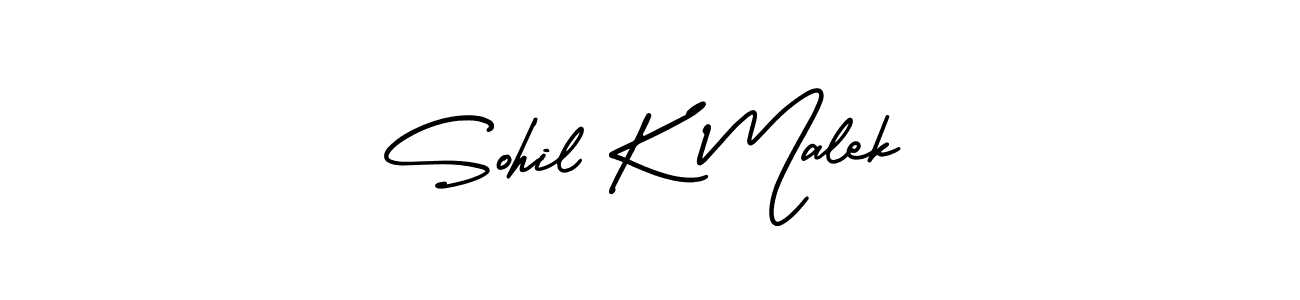 You should practise on your own different ways (AmerikaSignatureDemo-Regular) to write your name (Sohil K Malek) in signature. don't let someone else do it for you. Sohil K Malek signature style 3 images and pictures png