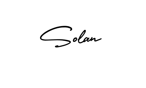 The best way (AmerikaSignatureDemo-Regular) to make a short signature is to pick only two or three words in your name. The name Solan include a total of six letters. For converting this name. Solan signature style 3 images and pictures png