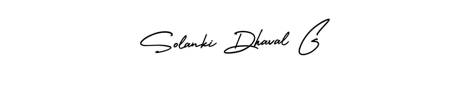 You should practise on your own different ways (AmerikaSignatureDemo-Regular) to write your name (Solanki Dhaval G) in signature. don't let someone else do it for you. Solanki Dhaval G signature style 3 images and pictures png