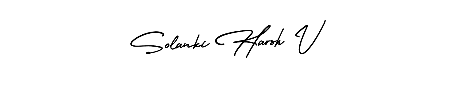 You should practise on your own different ways (AmerikaSignatureDemo-Regular) to write your name (Solanki Harsh V) in signature. don't let someone else do it for you. Solanki Harsh V signature style 3 images and pictures png