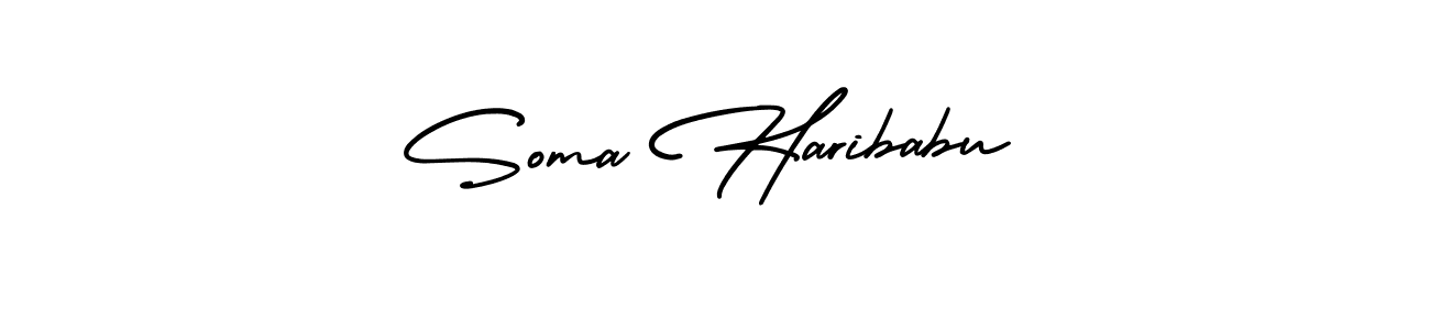 How to make Soma Haribabu name signature. Use AmerikaSignatureDemo-Regular style for creating short signs online. This is the latest handwritten sign. Soma Haribabu signature style 3 images and pictures png