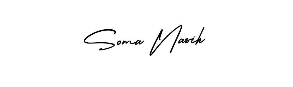 How to Draw Soma Nasih signature style? AmerikaSignatureDemo-Regular is a latest design signature styles for name Soma Nasih. Soma Nasih signature style 3 images and pictures png