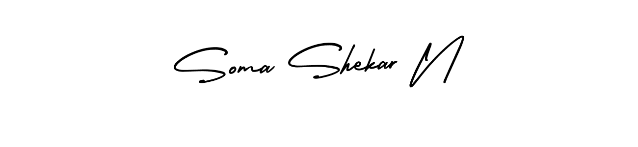 The best way (AmerikaSignatureDemo-Regular) to make a short signature is to pick only two or three words in your name. The name Soma Shekar N include a total of six letters. For converting this name. Soma Shekar N signature style 3 images and pictures png
