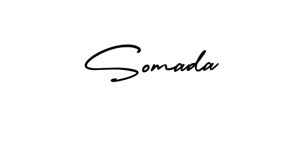 Make a beautiful signature design for name Somada. With this signature (AmerikaSignatureDemo-Regular) style, you can create a handwritten signature for free. Somada signature style 3 images and pictures png