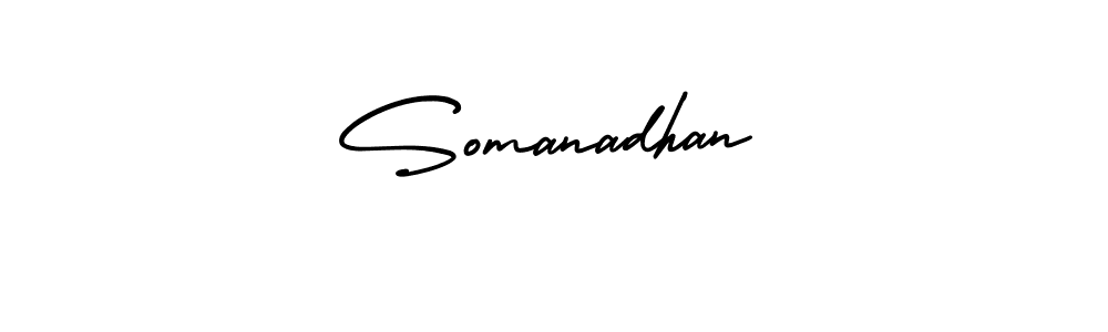 The best way (AmerikaSignatureDemo-Regular) to make a short signature is to pick only two or three words in your name. The name Somanadhan include a total of six letters. For converting this name. Somanadhan signature style 3 images and pictures png