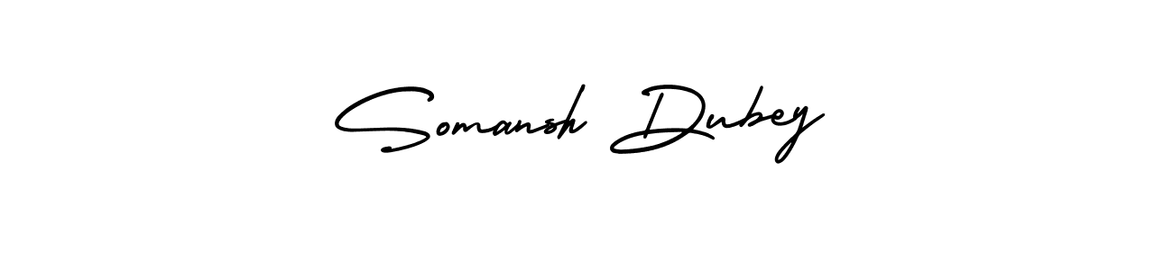 You should practise on your own different ways (AmerikaSignatureDemo-Regular) to write your name (Somansh Dubey) in signature. don't let someone else do it for you. Somansh Dubey signature style 3 images and pictures png