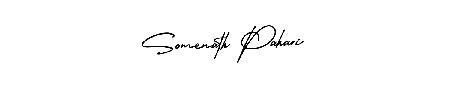 The best way (AmerikaSignatureDemo-Regular) to make a short signature is to pick only two or three words in your name. The name Somenath Pahari include a total of six letters. For converting this name. Somenath Pahari signature style 3 images and pictures png