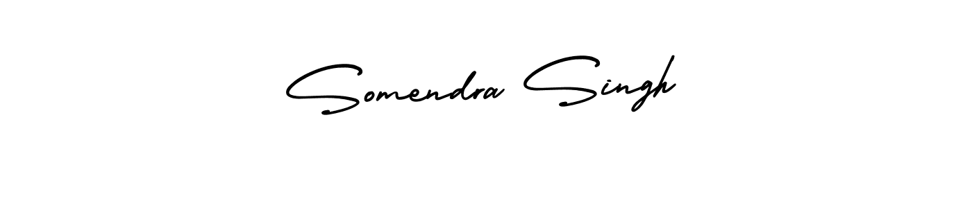 The best way (AmerikaSignatureDemo-Regular) to make a short signature is to pick only two or three words in your name. The name Somendra Singh include a total of six letters. For converting this name. Somendra Singh signature style 3 images and pictures png