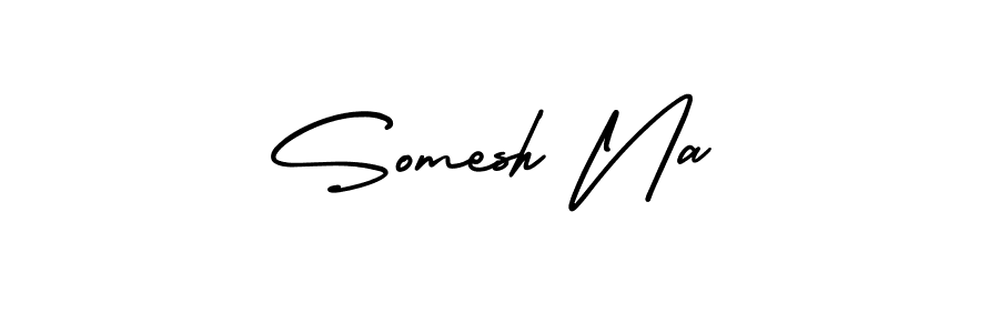 The best way (AmerikaSignatureDemo-Regular) to make a short signature is to pick only two or three words in your name. The name Somesh Na include a total of six letters. For converting this name. Somesh Na signature style 3 images and pictures png