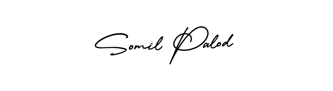 The best way (AmerikaSignatureDemo-Regular) to make a short signature is to pick only two or three words in your name. The name Somil Palod include a total of six letters. For converting this name. Somil Palod signature style 3 images and pictures png
