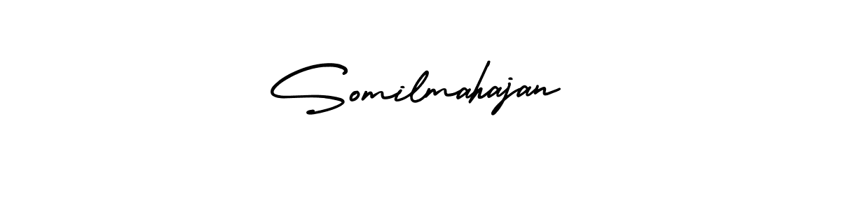 You should practise on your own different ways (AmerikaSignatureDemo-Regular) to write your name (Somilmahajan) in signature. don't let someone else do it for you. Somilmahajan signature style 3 images and pictures png