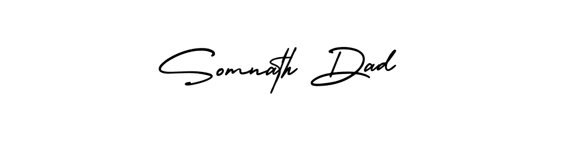 You should practise on your own different ways (AmerikaSignatureDemo-Regular) to write your name (Somnath Dad) in signature. don't let someone else do it for you. Somnath Dad signature style 3 images and pictures png