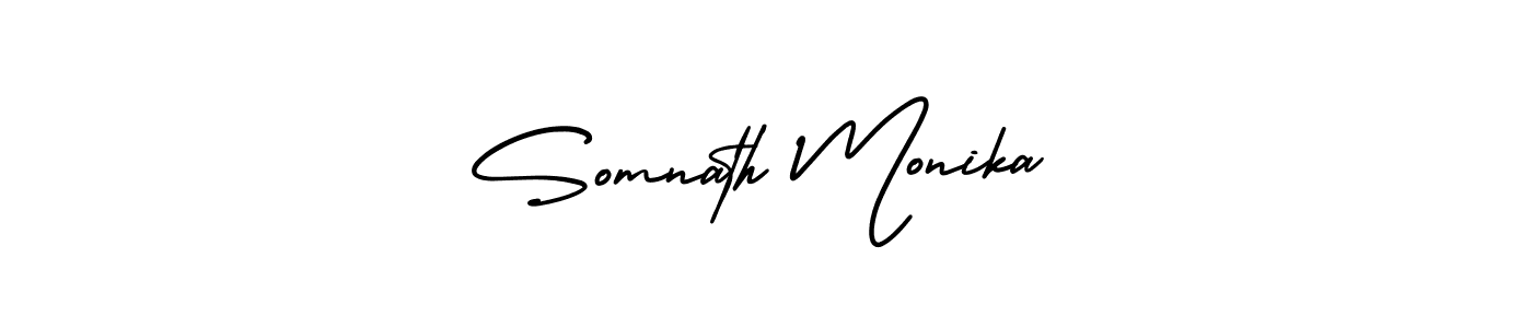 Somnath Monika stylish signature style. Best Handwritten Sign (AmerikaSignatureDemo-Regular) for my name. Handwritten Signature Collection Ideas for my name Somnath Monika. Somnath Monika signature style 3 images and pictures png