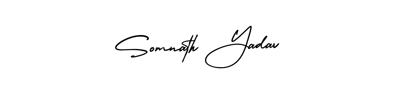 The best way (AmerikaSignatureDemo-Regular) to make a short signature is to pick only two or three words in your name. The name Somnath Yadav include a total of six letters. For converting this name. Somnath Yadav signature style 3 images and pictures png