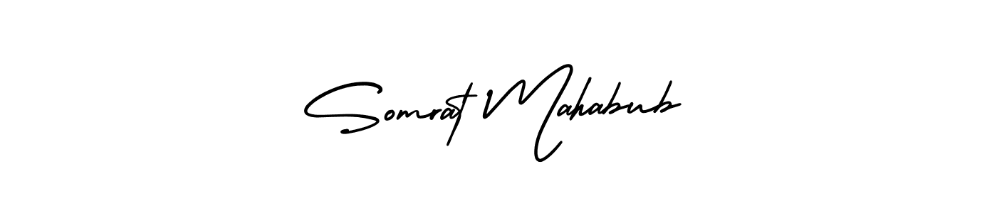 You should practise on your own different ways (AmerikaSignatureDemo-Regular) to write your name (Somrat Mahabub) in signature. don't let someone else do it for you. Somrat Mahabub signature style 3 images and pictures png