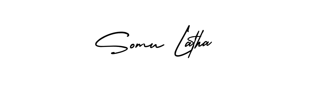 Somu Latha stylish signature style. Best Handwritten Sign (AmerikaSignatureDemo-Regular) for my name. Handwritten Signature Collection Ideas for my name Somu Latha. Somu Latha signature style 3 images and pictures png