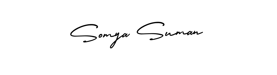 This is the best signature style for the Somya Suman name. Also you like these signature font (AmerikaSignatureDemo-Regular). Mix name signature. Somya Suman signature style 3 images and pictures png