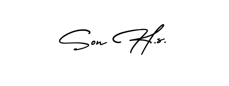 This is the best signature style for the Son H.s. name. Also you like these signature font (AmerikaSignatureDemo-Regular). Mix name signature. Son H.s. signature style 3 images and pictures png