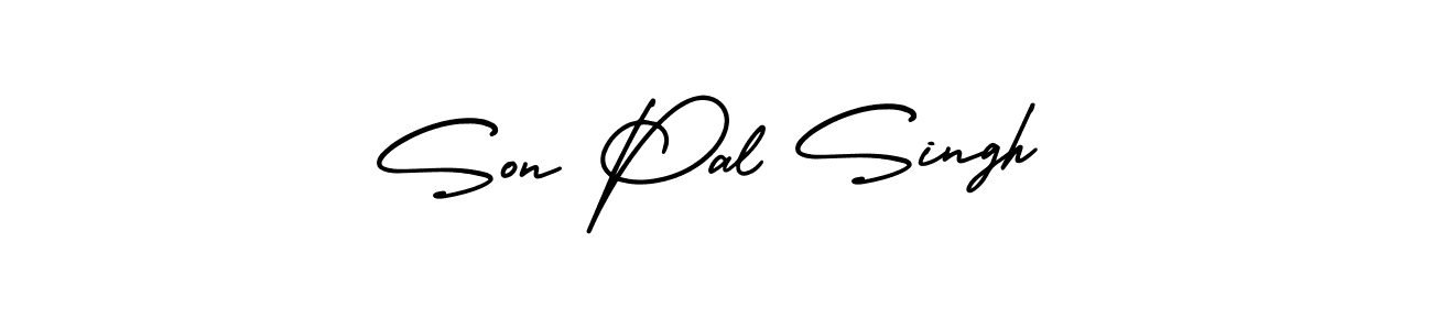 How to make Son Pal Singh name signature. Use AmerikaSignatureDemo-Regular style for creating short signs online. This is the latest handwritten sign. Son Pal Singh signature style 3 images and pictures png