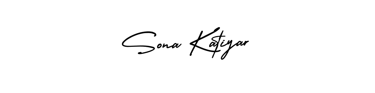 The best way (AmerikaSignatureDemo-Regular) to make a short signature is to pick only two or three words in your name. The name Sona Katiyar include a total of six letters. For converting this name. Sona Katiyar signature style 3 images and pictures png