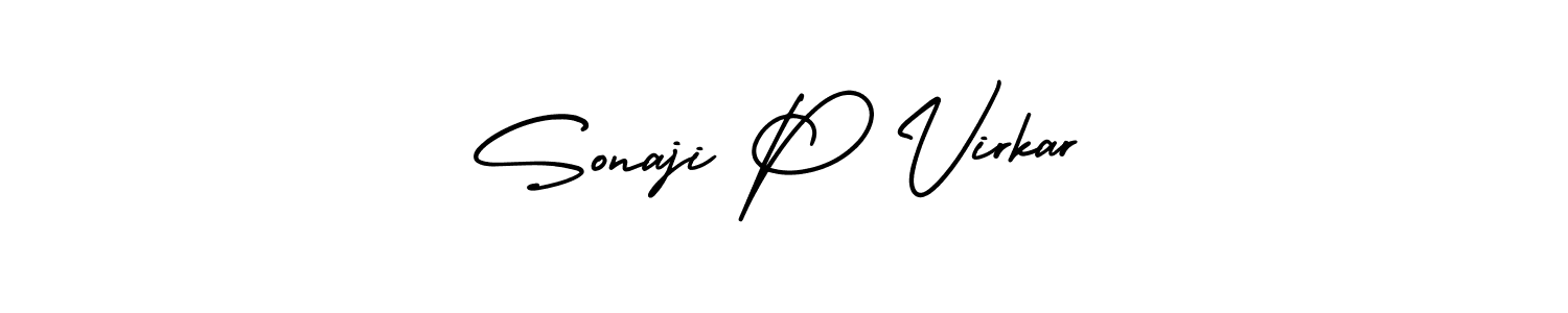 AmerikaSignatureDemo-Regular is a professional signature style that is perfect for those who want to add a touch of class to their signature. It is also a great choice for those who want to make their signature more unique. Get Sonaji P Virkar name to fancy signature for free. Sonaji P Virkar signature style 3 images and pictures png