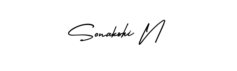 The best way (AmerikaSignatureDemo-Regular) to make a short signature is to pick only two or three words in your name. The name Sonakshi N include a total of six letters. For converting this name. Sonakshi N signature style 3 images and pictures png