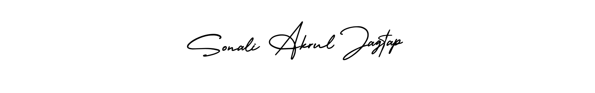 You should practise on your own different ways (AmerikaSignatureDemo-Regular) to write your name (Sonali Akrul Jagtap) in signature. don't let someone else do it for you. Sonali Akrul Jagtap signature style 3 images and pictures png