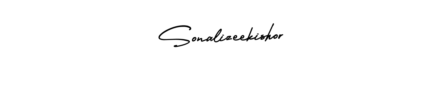 The best way (AmerikaSignatureDemo-Regular) to make a short signature is to pick only two or three words in your name. The name Sonalizeekishor include a total of six letters. For converting this name. Sonalizeekishor signature style 3 images and pictures png