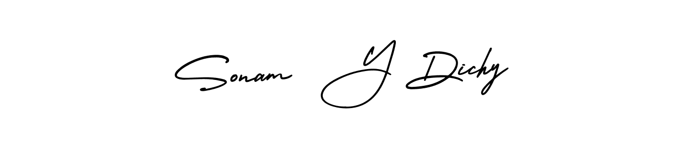 How to Draw Sonam  Y Dichy signature style? AmerikaSignatureDemo-Regular is a latest design signature styles for name Sonam  Y Dichy. Sonam  Y Dichy signature style 3 images and pictures png