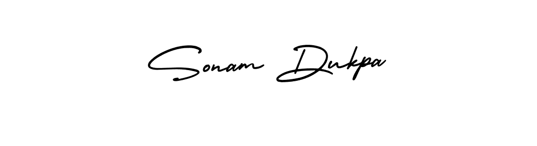 How to make Sonam Dukpa name signature. Use AmerikaSignatureDemo-Regular style for creating short signs online. This is the latest handwritten sign. Sonam Dukpa signature style 3 images and pictures png