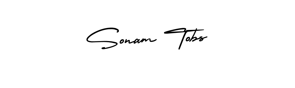 Sonam Tobs stylish signature style. Best Handwritten Sign (AmerikaSignatureDemo-Regular) for my name. Handwritten Signature Collection Ideas for my name Sonam Tobs. Sonam Tobs signature style 3 images and pictures png