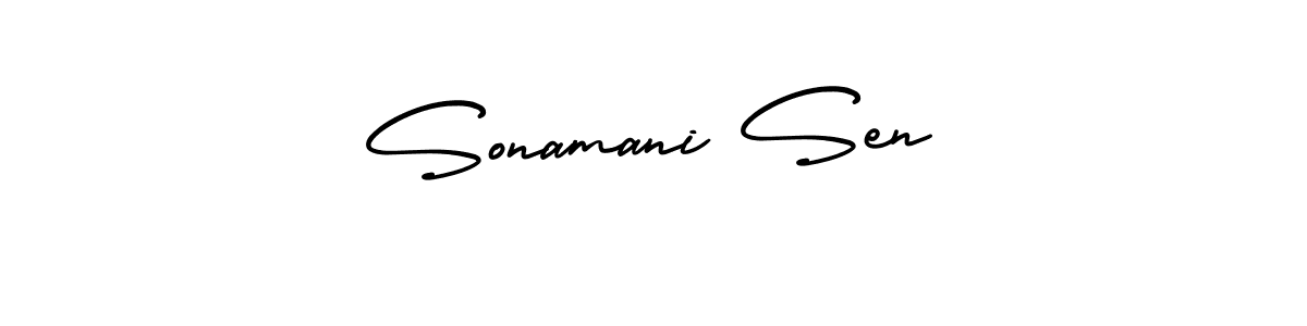 This is the best signature style for the Sonamani Sen name. Also you like these signature font (AmerikaSignatureDemo-Regular). Mix name signature. Sonamani Sen signature style 3 images and pictures png