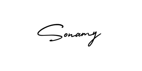 How to make Sonamy name signature. Use AmerikaSignatureDemo-Regular style for creating short signs online. This is the latest handwritten sign. Sonamy signature style 3 images and pictures png