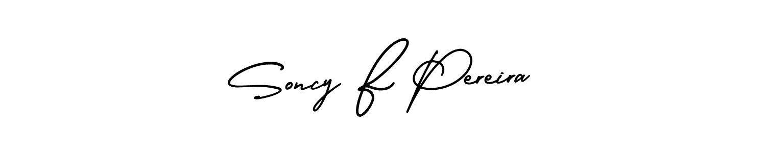 This is the best signature style for the Soncy F Pereira name. Also you like these signature font (AmerikaSignatureDemo-Regular). Mix name signature. Soncy F Pereira signature style 3 images and pictures png