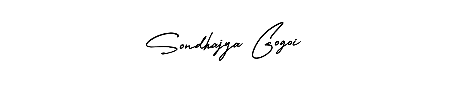 How to make Sondhajya Gogoi signature? AmerikaSignatureDemo-Regular is a professional autograph style. Create handwritten signature for Sondhajya Gogoi name. Sondhajya Gogoi signature style 3 images and pictures png