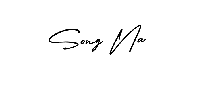 You should practise on your own different ways (AmerikaSignatureDemo-Regular) to write your name (Song Na) in signature. don't let someone else do it for you. Song Na signature style 3 images and pictures png